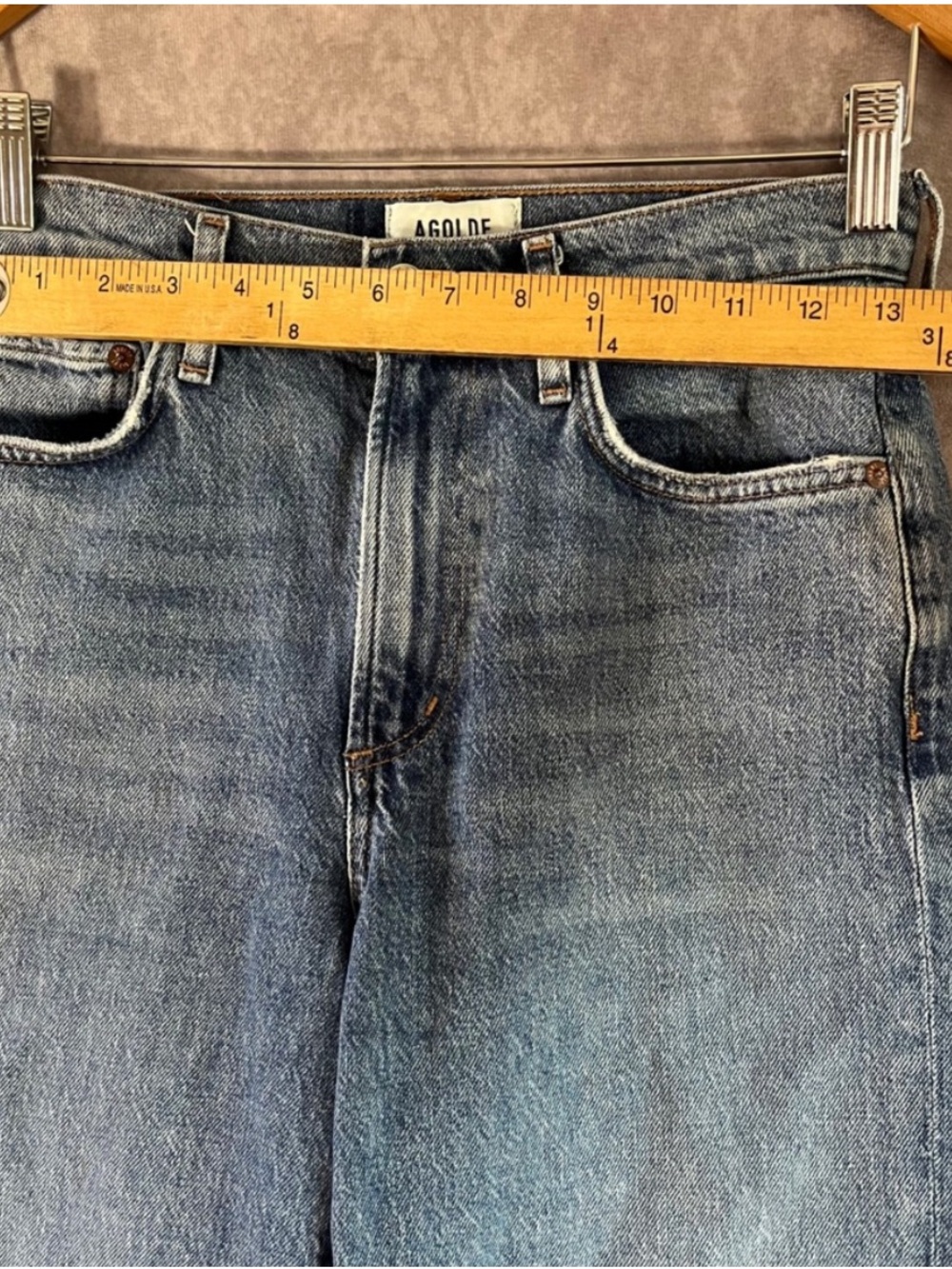 Agolde Harper Straight Leg Jeans in Medium Blue Wash - Picture 5 of 8
